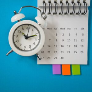 clock and calendar to set a schedule