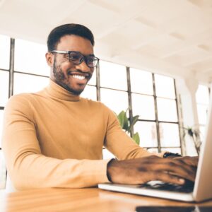 man ordering supplies on a computer